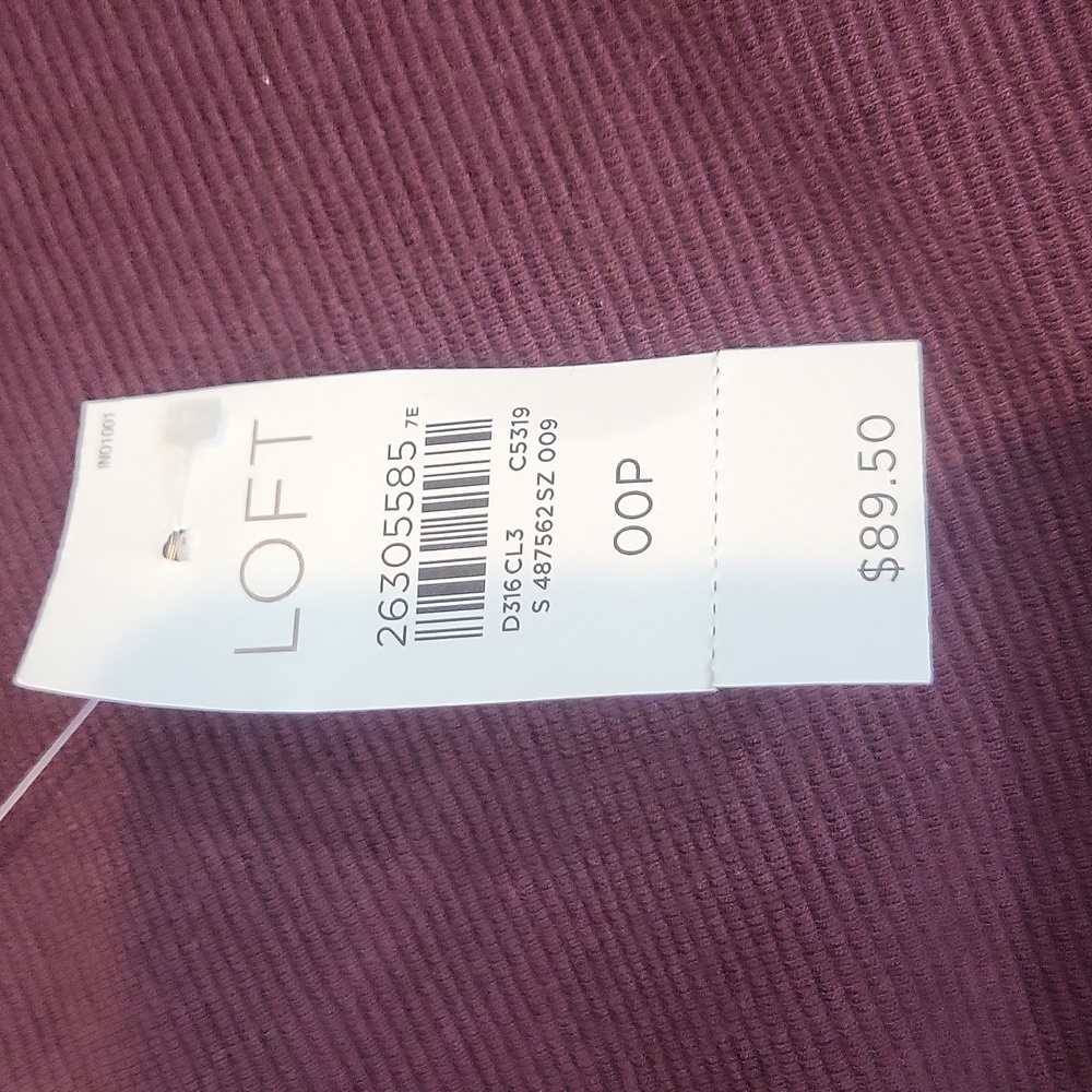 LOFT Plum Purple Fall Ribbed Short Sleeve Pocket Midi Dress - Picture 4 of 11